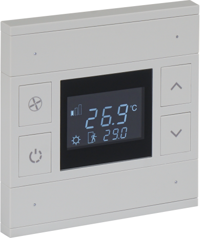 EAE KNX Thermostattaster 8 Tasten mit Status LED & Gravur ORIA Hellgrau